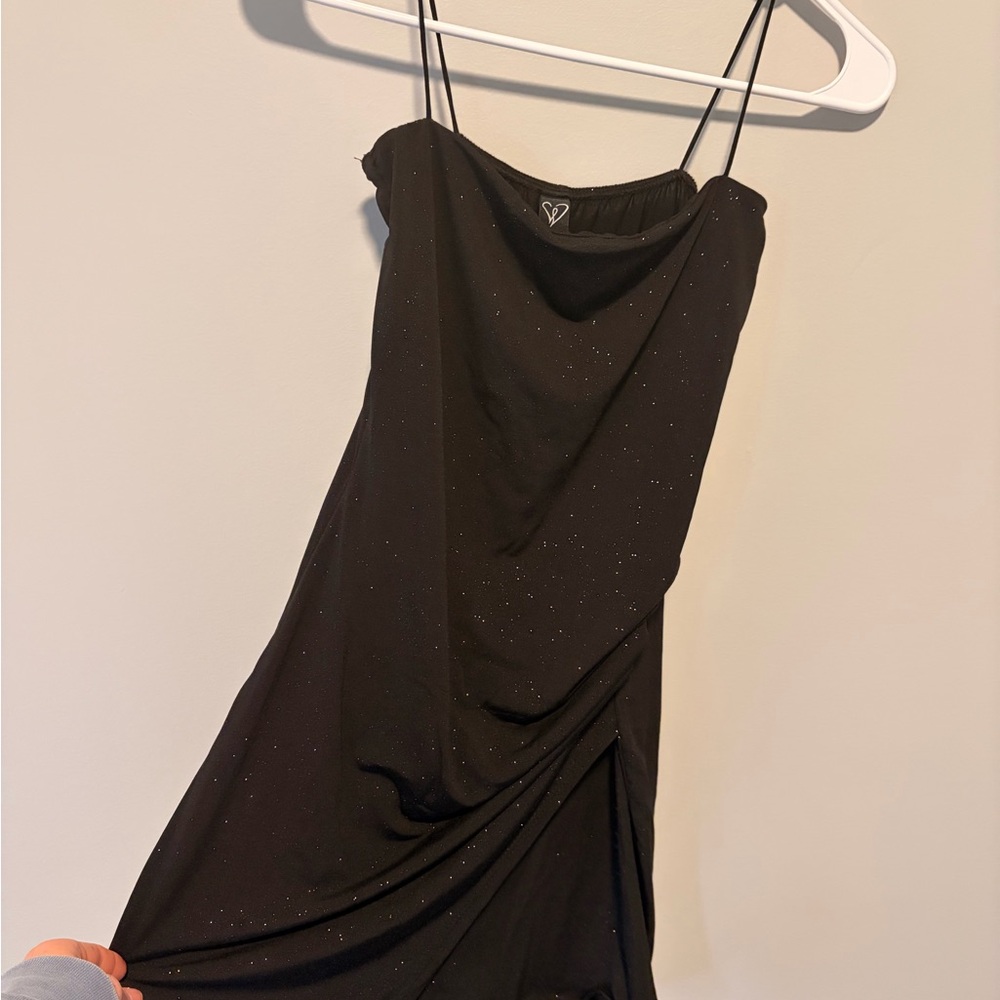 Windsor Black Glitter Bodycon Mini Dress - Size Small